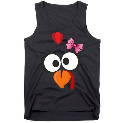 Cute Turkey Face Pink Bow Tie  Tank Top