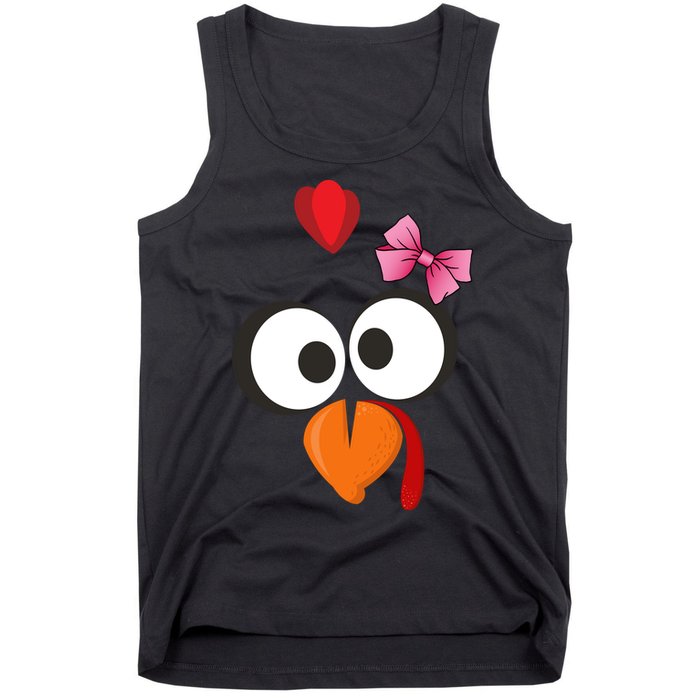 Cute Turkey Face Pink Bow Tie  Tank Top