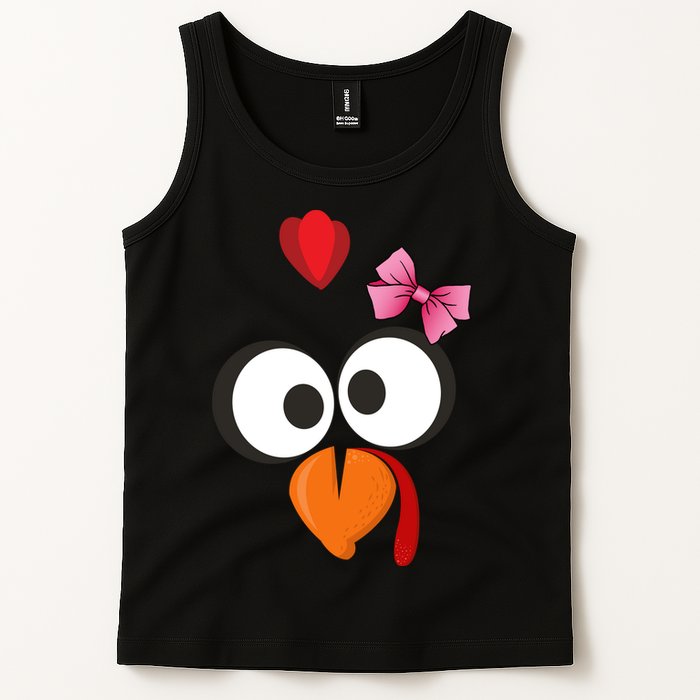 Cute Turkey Face Pink Bow Tie  Tank Top