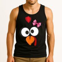 Cute Turkey Face Pink Bow Tie  Tank Top