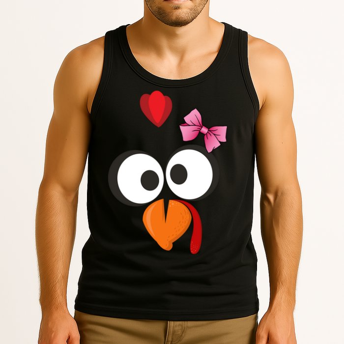 Cute Turkey Face Pink Bow Tie  Tank Top