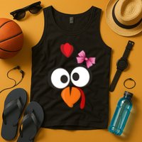 Cute Turkey Face Pink Bow Tie  Tank Top