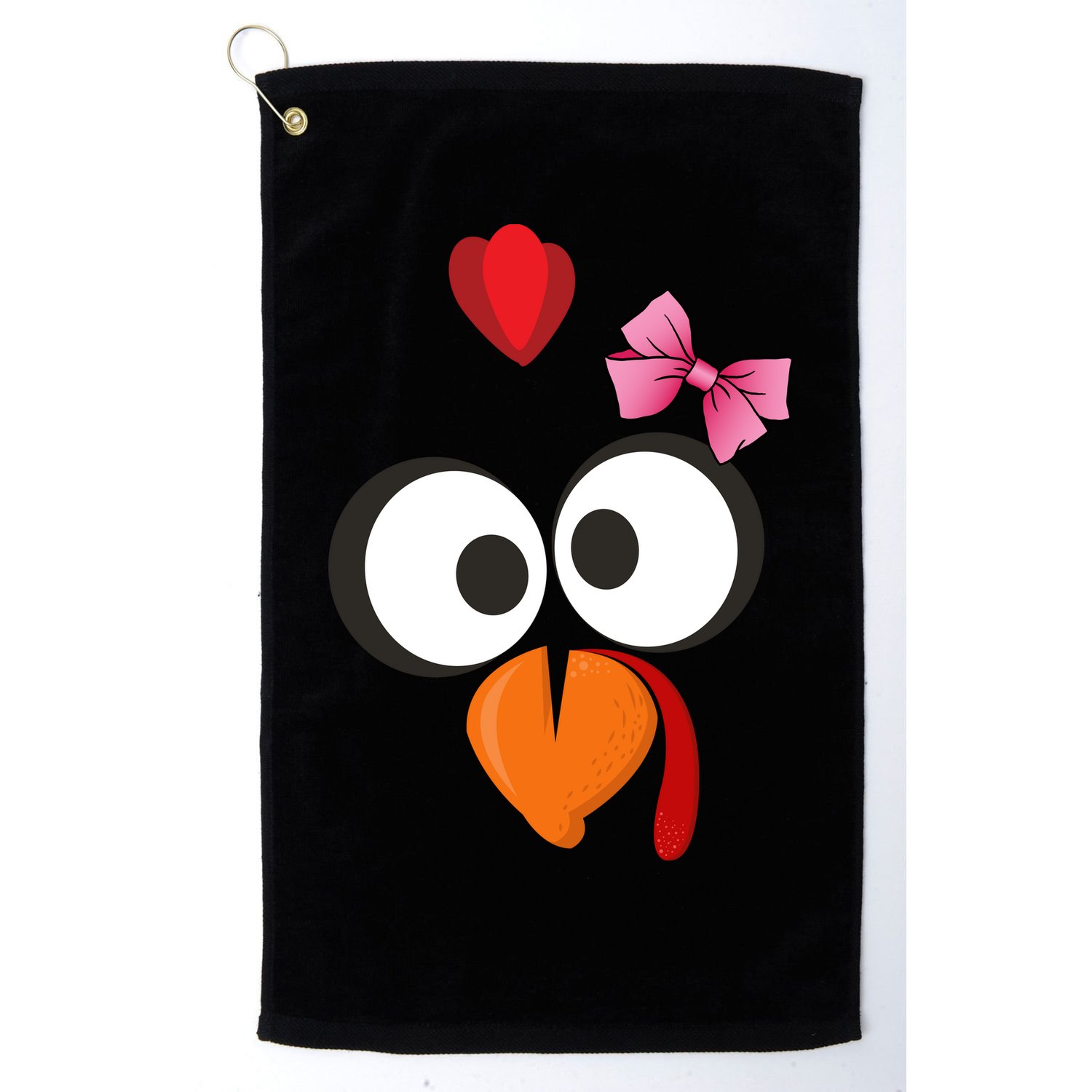 Cute Turkey Face Pink Bow Tie  Golf Towel