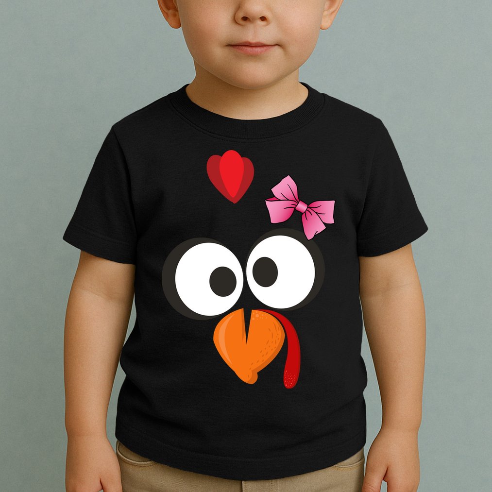 Cute Turkey Face Pink Bow Tie  Toddler T-Shirt