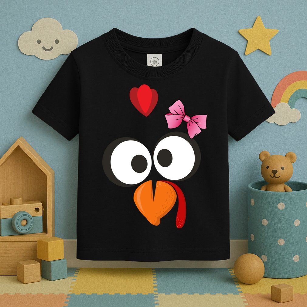 Cute Turkey Face Pink Bow Tie  Toddler T-Shirt