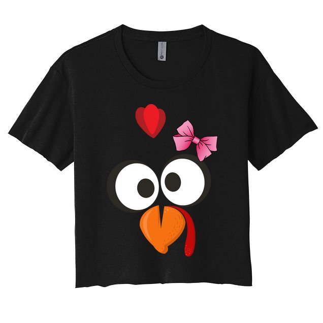 Cute Turkey Face Pink Bow Tie  Crop Top