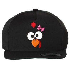 Cute Turkey Face Pink Bow Tie  Wool Snapback Cap