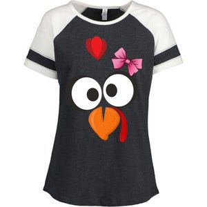 Cute Turkey Face Pink Bow Tie  Enza Ladies Jersey Colorblock Tee