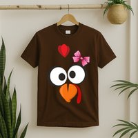 Cute Turkey Face Pink Bow Tie  T-Shirt