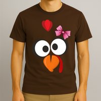 Cute Turkey Face Pink Bow Tie  T-Shirt