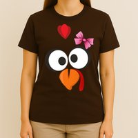 Cute Turkey Face Pink Bow Tie  T-Shirt