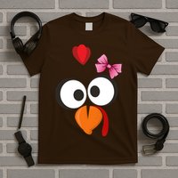 Cute Turkey Face Pink Bow Tie  T-Shirt
