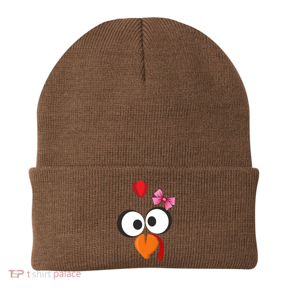 Cute Turkey Face Pink Bow Tie  Beanie