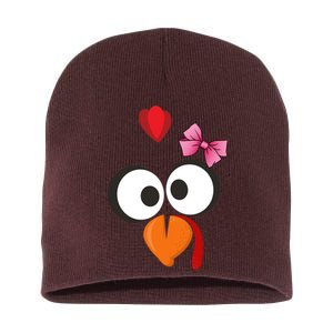 Cute Turkey Face Pink Bow Tie  Short Acrylic Beanie