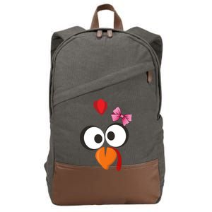 Cute Turkey Face Pink Bow Tie  Cotton Canvas Backpack