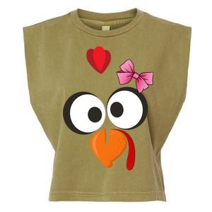 Cute Turkey Face Pink Bow Tie  Garment-Dyed Women's Muscle Tee