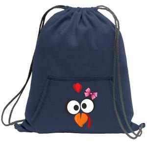 Cute Turkey Face Pink Bow Tie  Sweatshirt Cinch Pack Bag