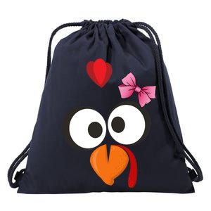 Cute Turkey Face Pink Bow Tie  Drawstring Bag