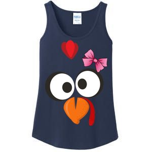 Cute Turkey Face Pink Bow Tie  Ladies Essential Tank