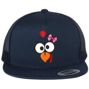 Cute Turkey Face Pink Bow Tie  Flat Bill Trucker Hat