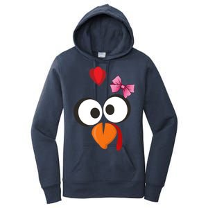 Cute Turkey Face Pink Bow Tie  Women's Pullover Hoodie