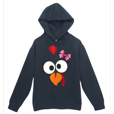 Cute Turkey Face Pink Bow Tie  Urban Pullover Hoodie