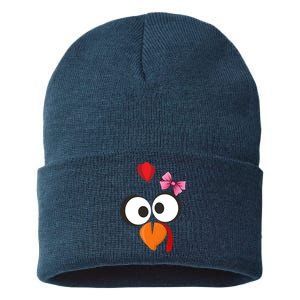 Cute Turkey Face Pink Bow Tie  Sustainable Knit Beanie