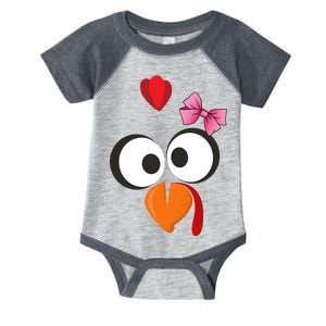 Cute Turkey Face Pink Bow Tie  Infant Baby Jersey Bodysuit