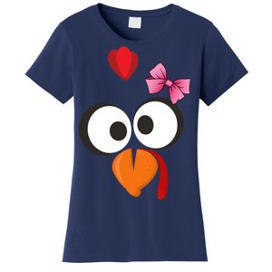 Cute Turkey Face Pink Bow Tie  Women's T-Shirt