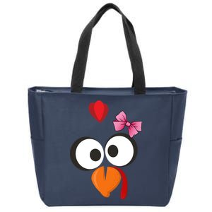 Cute Turkey Face Pink Bow Tie  Zip Tote Bag