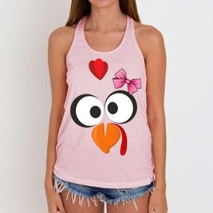 Cute Turkey Face Pink Bow Tie  Women's Knotted Racerback Tank