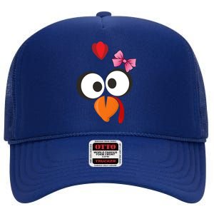 Cute Turkey Face Pink Bow Tie  High Crown Mesh Back Trucker Hat