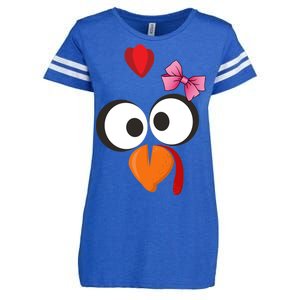 Cute Turkey Face Pink Bow Tie  Enza Ladies Jersey Football T-Shirt