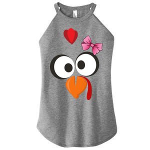 Cute Turkey Face Pink Bow Tie  Women's Perfect Tri Rocker Tank