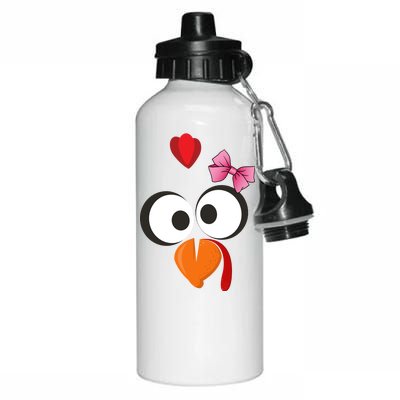 Cute Turkey Face Pink Bow Tie  Aluminum Water Bottle 