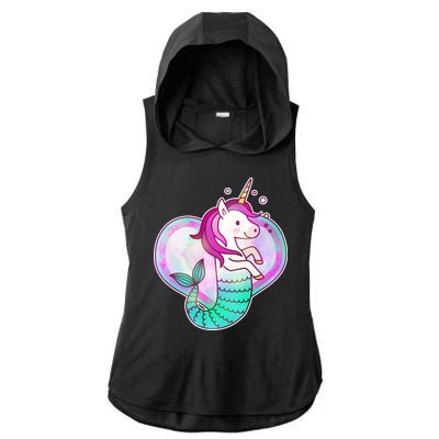 Cute Unicorn Mermaid Heart Ladies PosiCharge Tri-Blend Wicking Draft Hoodie Tank