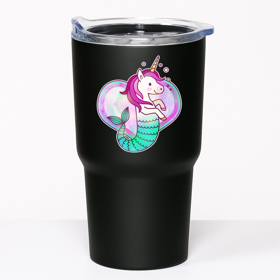 Cute Unicorn Mermaid Heart Tumbler
