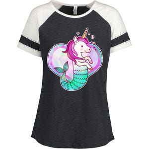 Cute Unicorn Mermaid Heart Enza Ladies Jersey Colorblock Tee