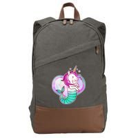 Cute Unicorn Mermaid Heart Cotton Canvas Backpack
