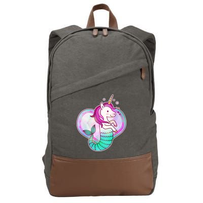 Cute Unicorn Mermaid Heart Cotton Canvas Backpack