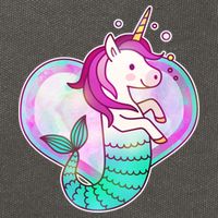 Cute Unicorn Mermaid Heart Cotton Canvas Backpack