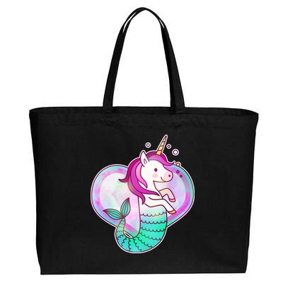 Cute Unicorn Mermaid Heart Cotton Canvas Jumbo Tote