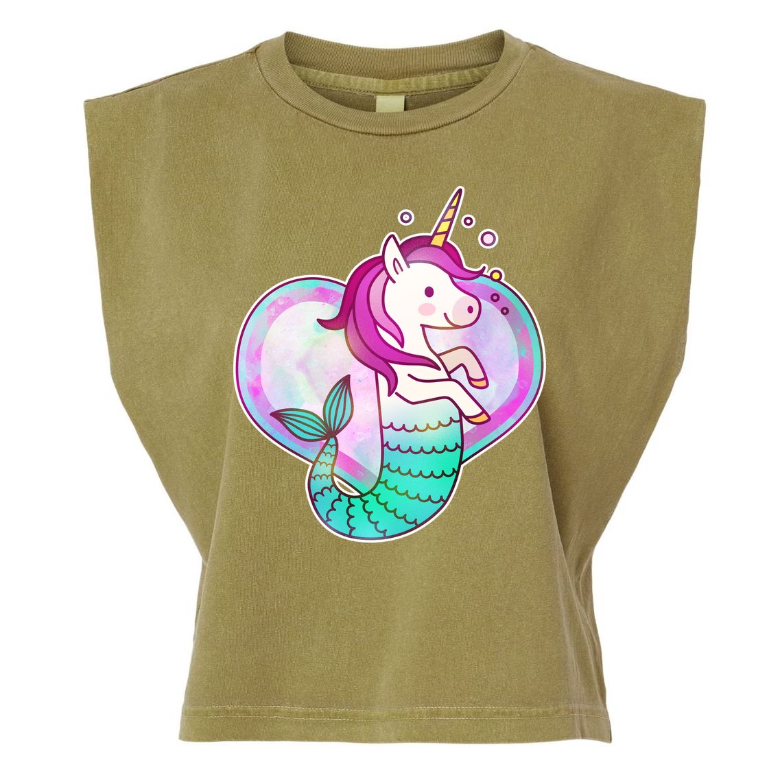 Cute Unicorn Mermaid Heart Garment-Dyed Women's Muscle Tee