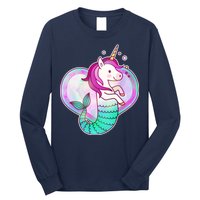 Cute Unicorn Mermaid Heart Long Sleeve Shirt