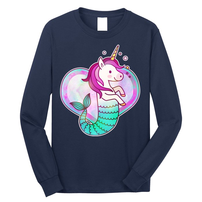 Cute Unicorn Mermaid Heart Long Sleeve Shirt