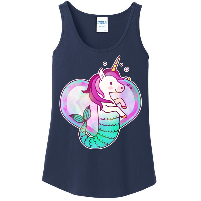 Cute Unicorn Mermaid Heart Ladies Essential Tank