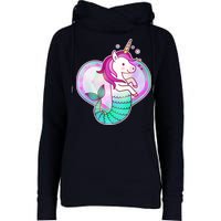 Cute Unicorn Mermaid Heart Womens Funnel Neck Pullover Hood