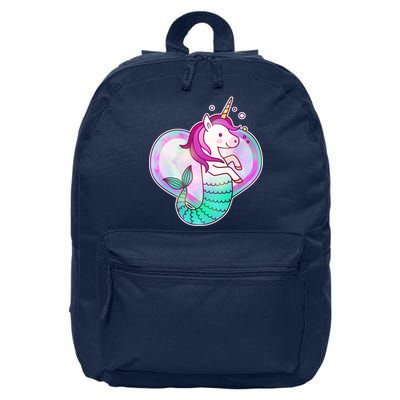 Cute Unicorn Mermaid Heart 16 in Basic Backpack