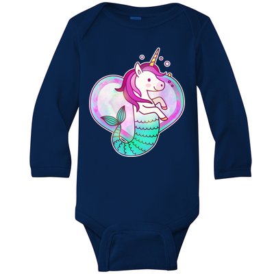 Cute Unicorn Mermaid Heart Baby Long Sleeve Bodysuit