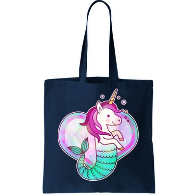 Cute Unicorn Mermaid Heart Tote Bag